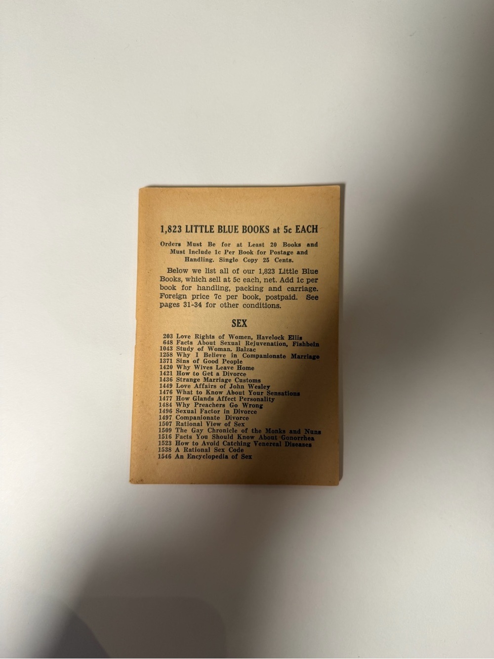 Vintage Little Blue Books 5ยข Catalogue โ 1,823 Titles โ Haldeman-Julius